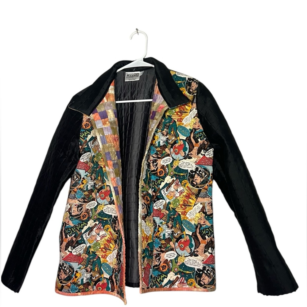 Women’s open front jacket size M quilted artsy statement casual